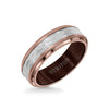 7MM Espresso Tungsten Carbide Ring - Hammered Center and Step Edge