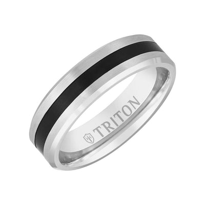 6MM 14K Gold Bevel Ring with Thin Black Titanium Insert