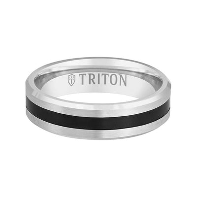 6MM 14K Gold Bevel Ring with Thin Black Titanium Insert