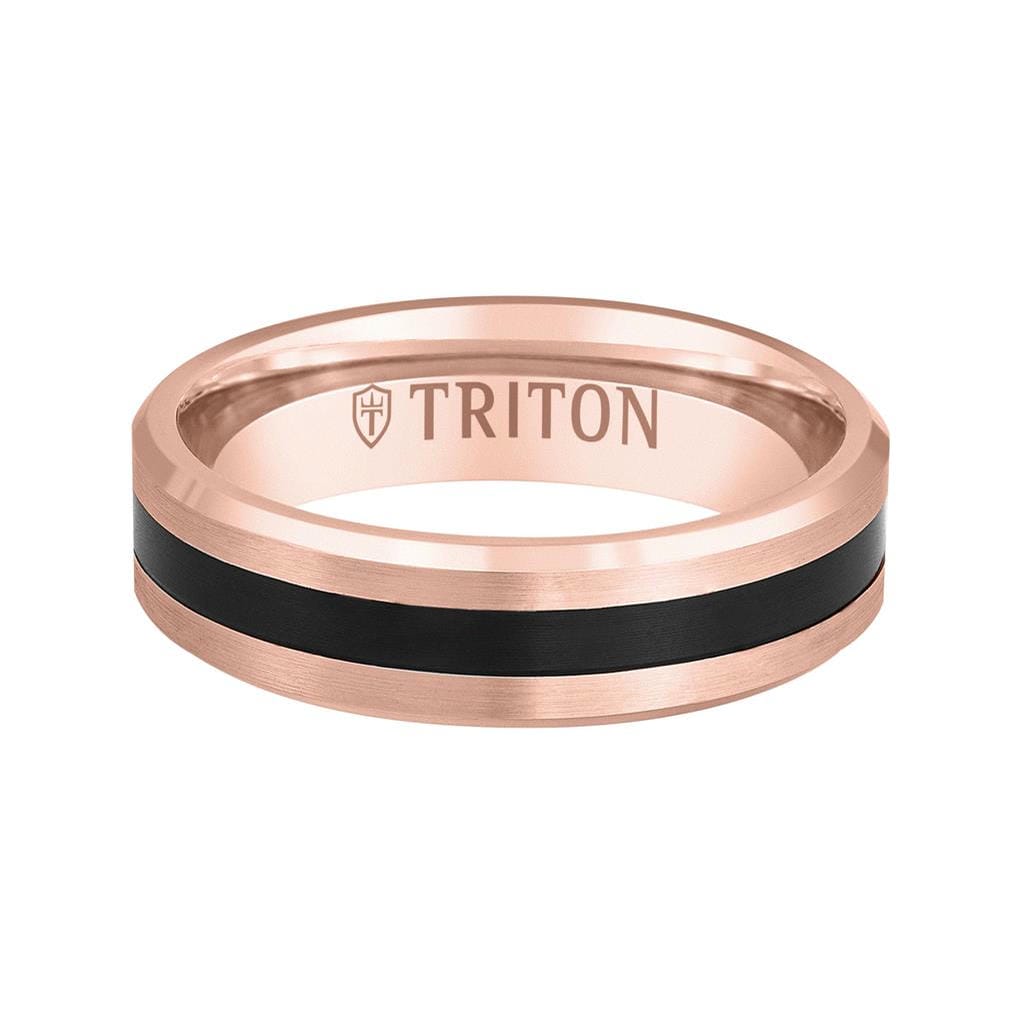 6MM 14K Gold Bevel Ring with Thin Black Titanium Insert