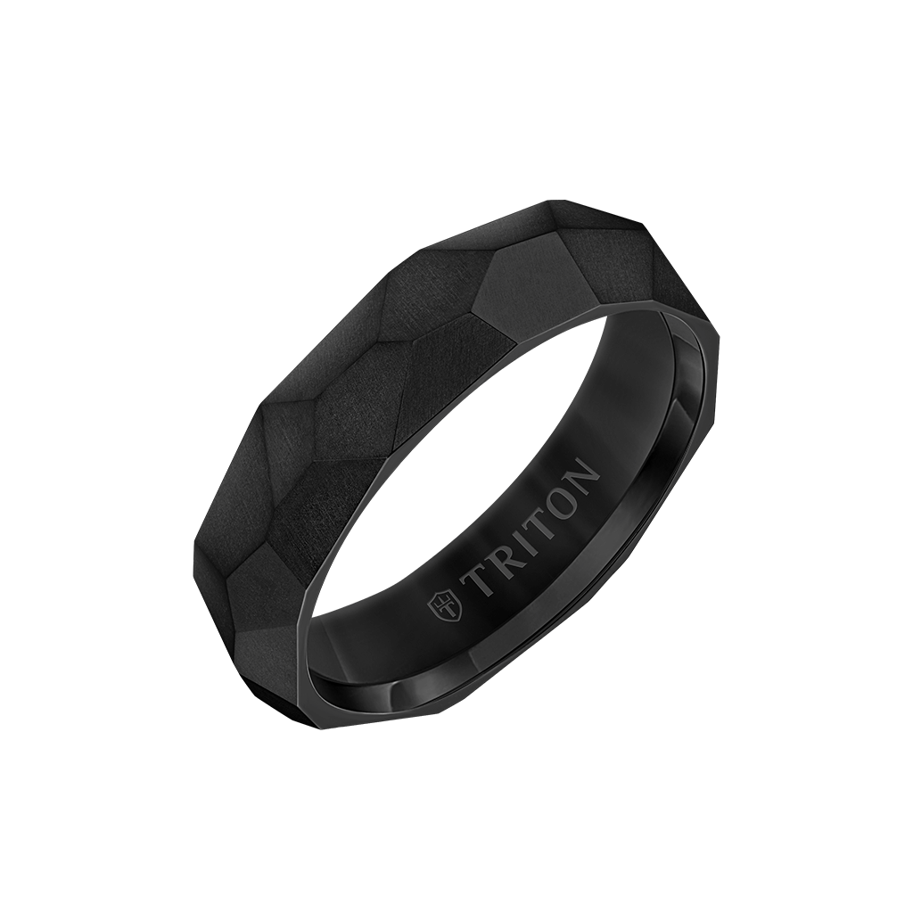 6MM Black Titanium Faceted Shell and Gold Sleeve