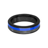 6MM Blue Tungsten Carbide Ring - Ceramic C8 Channel and Bevel Edge