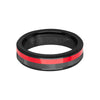 6MM Red Tungsten Carbide Ring - Ceramic C8 Channel and Bevel Edge