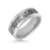 8MM Tungsten Carbide Ring - Meteorite Inlay with Link Edge