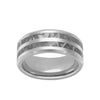9MM Tungsten Carbide Ring - Double Row Meteorite Inlay Edge To Edge
