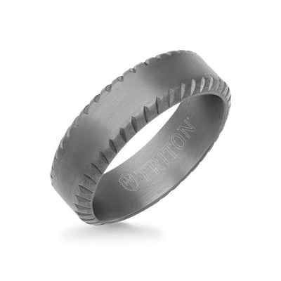 7MM Tantalum Ring - Milgrain Finish and Bevel Edge