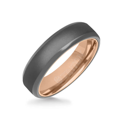 6MM Tantalum Ring - 14k Rose Gold Inside Sleeve and Bright Edge