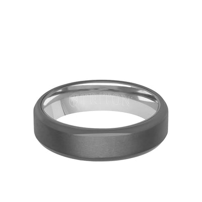 6MM Tantalum Ring - 14k White Gold Inside Sleeve and Bright Edge