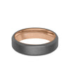 6MM Tantalum Ring - 14k Rose Gold Inside Sleeve and Bright Edge