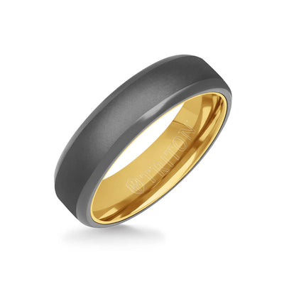 6MM Tantalum Ring - 14k Yellow Gold Inside Sleeve and Bright Edge