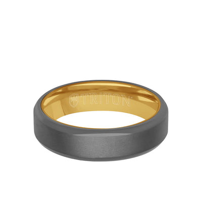 6MM Tantalum Ring - 14k Yellow Gold Inside Sleeve and Bright Edge