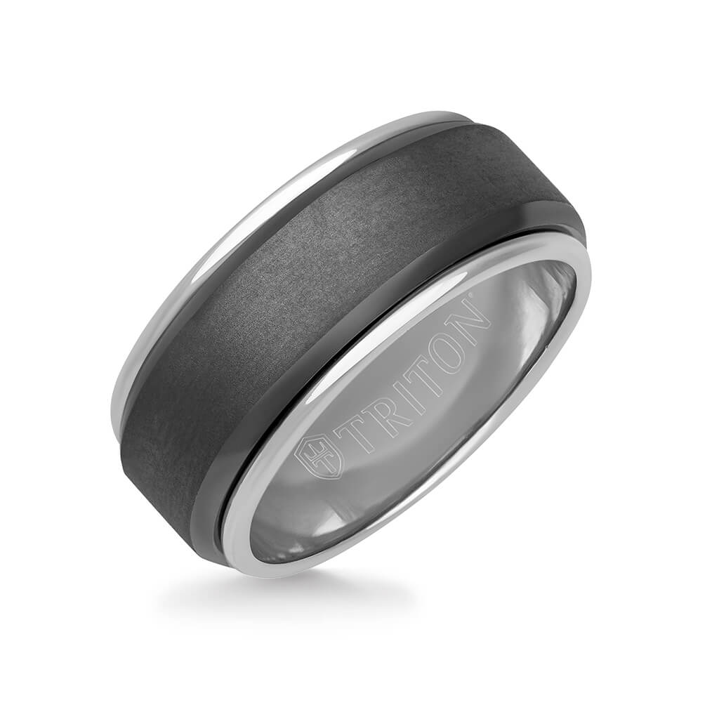 9MM Tantalum Ring - 14k White Gold Inside Sleeve and Bright Edge