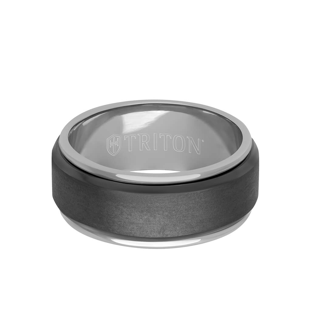9MM Tantalum Ring - 14k White Gold Inside Sleeve and Bright Edge