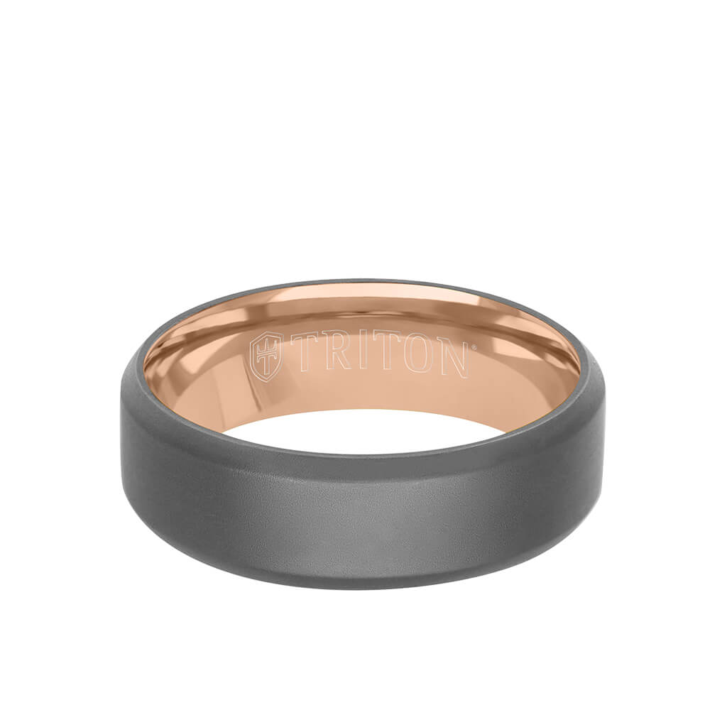 7MM Tantalum Ring - 14k Rose Gold Inside Sleeve and Matte Edge
