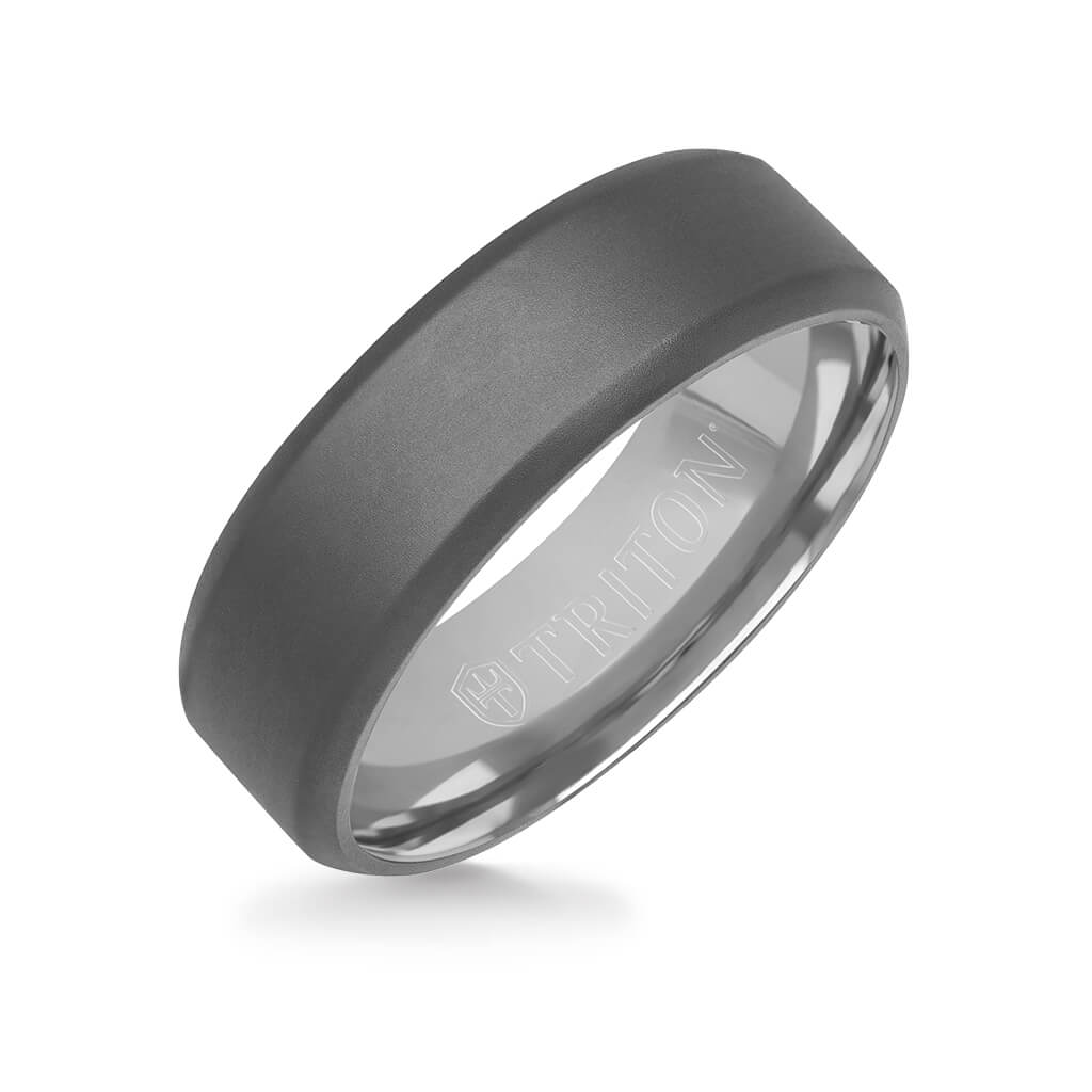 7MM Tantalum Ring - 14k White Gold Inside Sleeve and Matte Edge