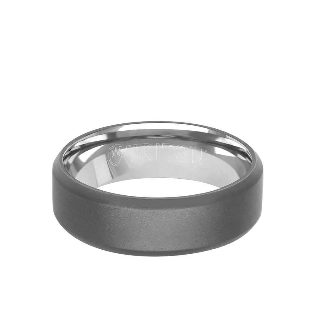 7MM Tantalum Ring - 14k White Gold Inside Sleeve and Matte Edge