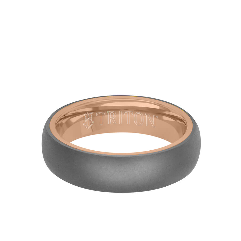 6MM Tantalum Ring - 14k Rose Gold Inside Sleeve and Dome Profile