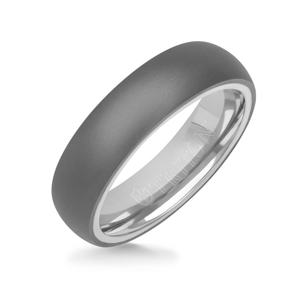 6MM Tantalum Ring - 14k White Gold Inside Sleeve and Dome Profile