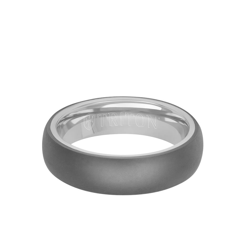 6MM Tantalum Ring - 14k White Gold Inside Sleeve and Dome Profile