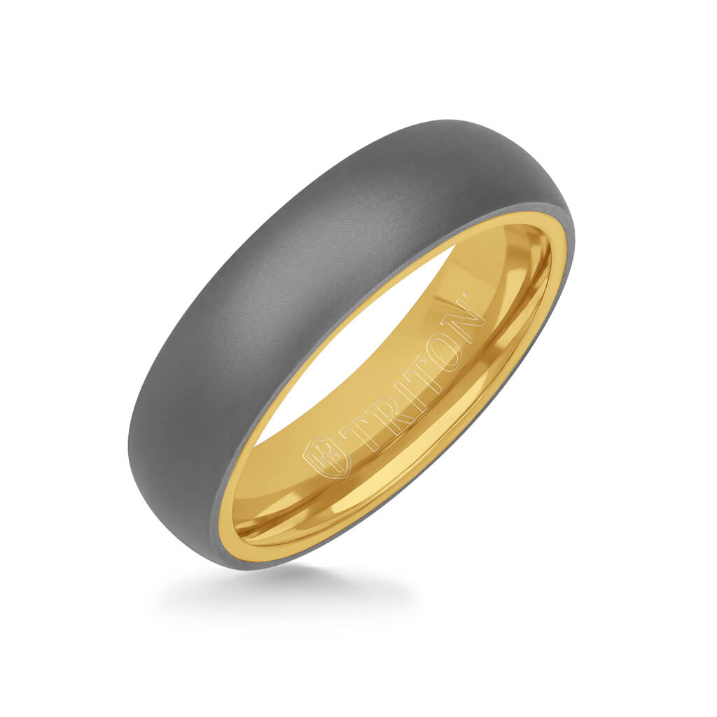 6MM Tantalum Ring - 14k Yellow Gold Inside Sleeve and Dome Profile