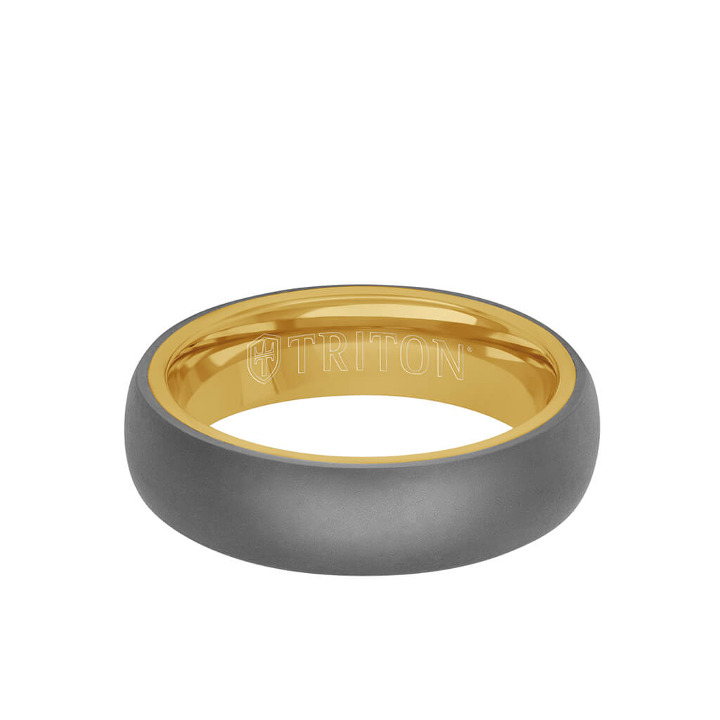 6MM Tantalum Ring - 14k Yellow Gold Inside Sleeve and Dome Profile