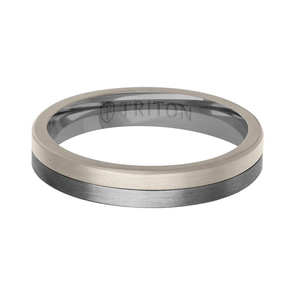 4MM Brushed Tantalum Ring and 14K Gold with Brushed Finish Split Inlay and Flat Edge