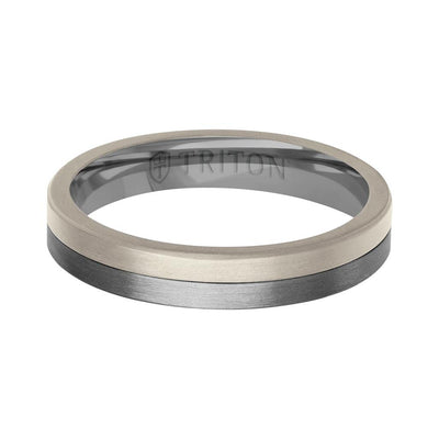 4MM Brushed Tantalum Ring and 14K Gold with Brushed Finish Split Inlay and Flat Edge