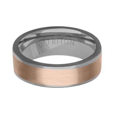 6MM Polished Tantalum Ring - Brushed 14K Gold Center Inlay with Round Polished Edge