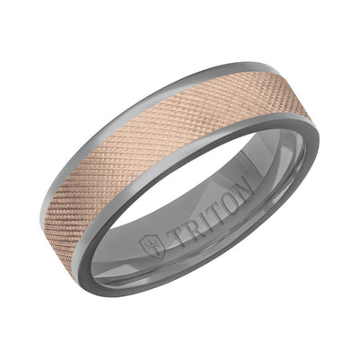 6MM Polished Tantalum Ring - Florentine14K Gold Center Inlay with Round Polished Edge