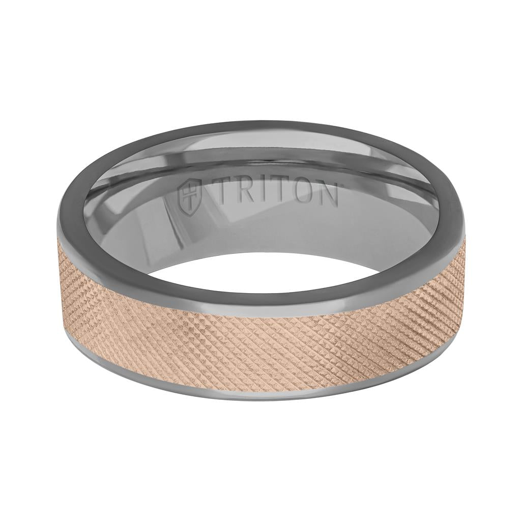 6MM Polished Tantalum Ring - Florentine14K Gold Center Inlay with Round Polished Edge