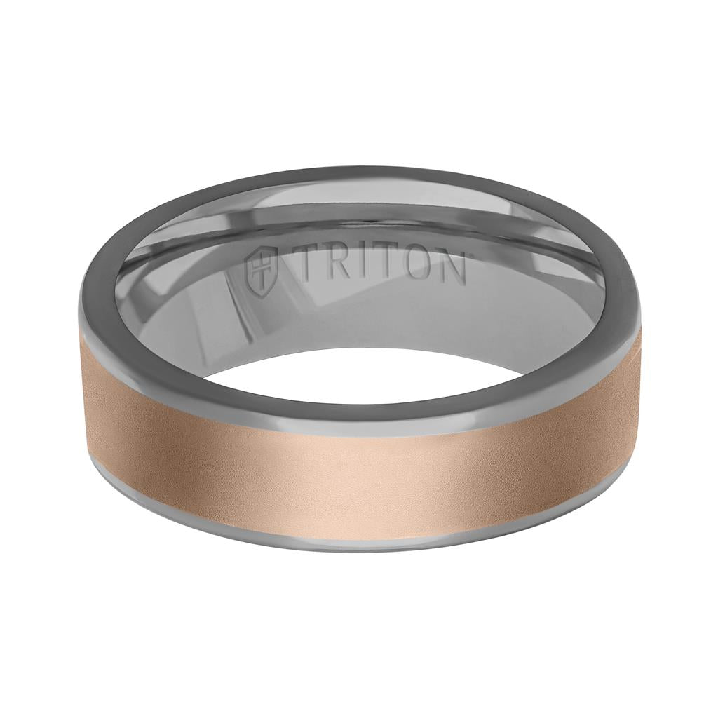 6MM Polished Tantalum Ring - Softsand 14K Gold Center Inlay with Round Polished Edge