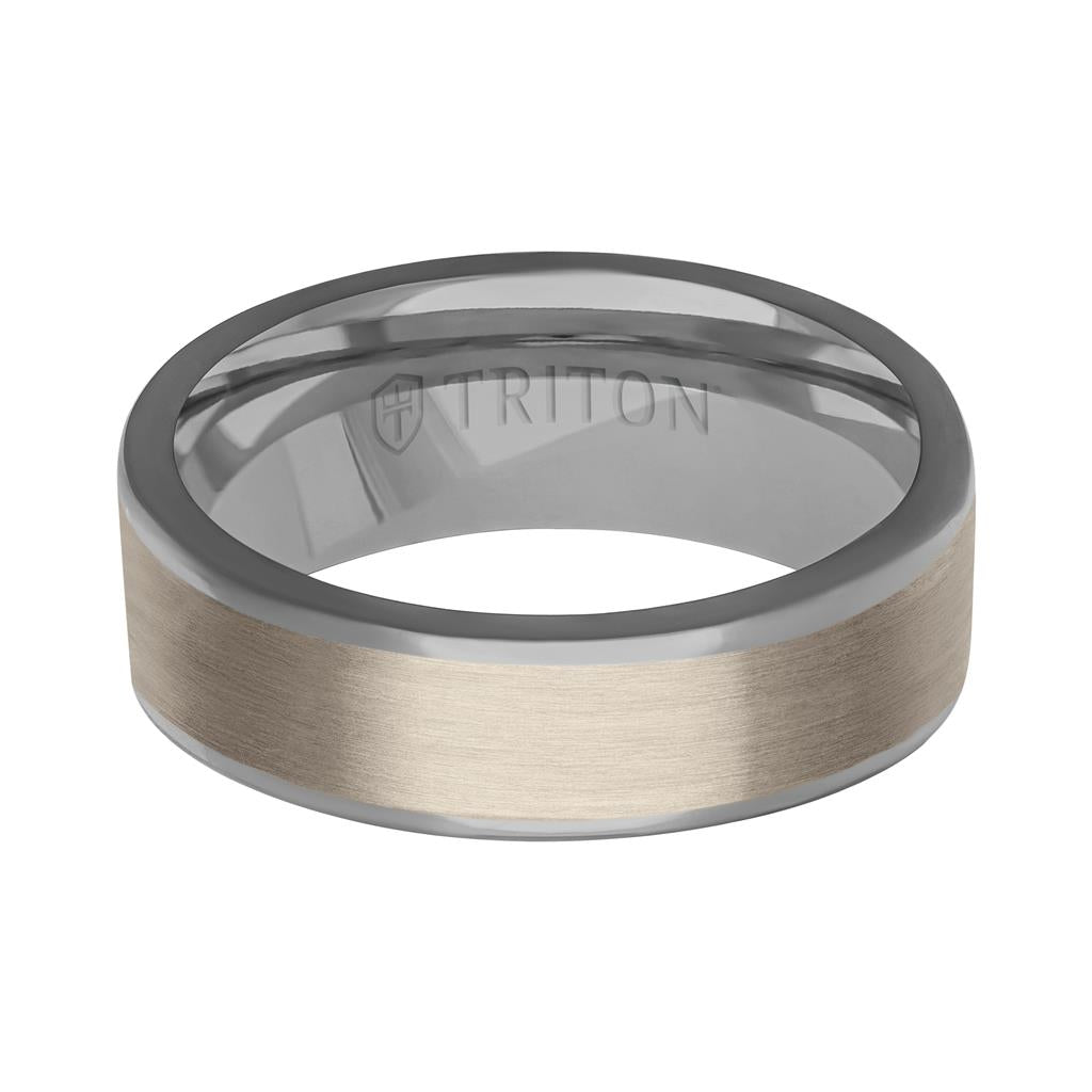 6MM Polished Tantalum Ring - Brushed 14K Gold Center Inlay with Round Polished Edge