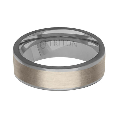 6MM Polished Tantalum Ring - Brushed 14K Gold Center Inlay with Round Polished Edge