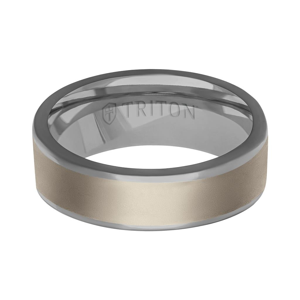 6MM Polished Tantalum Ring - Softsand 14K Gold Center Inlay with Round Polished Edge