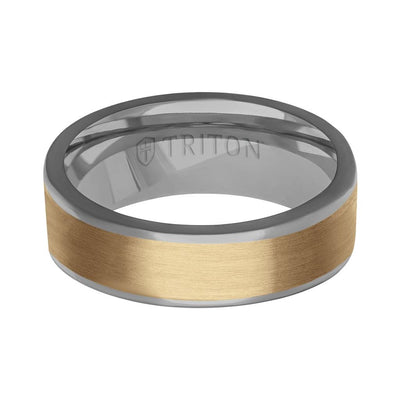 6MM Polished Tantalum Ring - Florentine14K Gold Center Inlay with Round Polished Edge