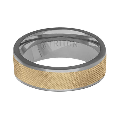 6MM Polished Tantalum Ring - Florentine14K Gold Center Inlay with Round Polished Edge