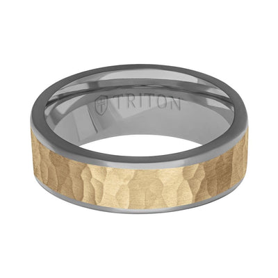 6MM Polished Tantalum Ring - Florentine14K Gold Center Inlay with Round Polished Edge
