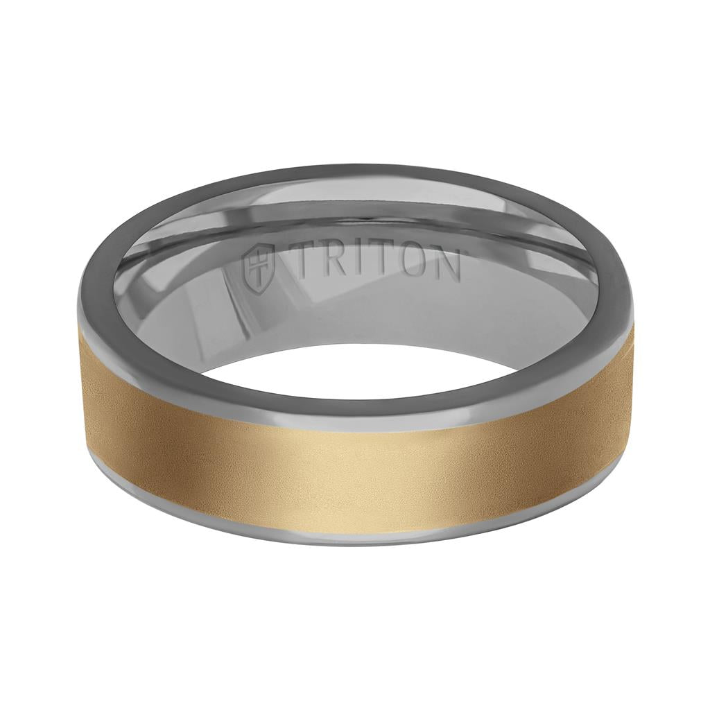 6MM Polished Tantalum Ring - Softsand 14K Gold Center Inlay with Round Polished Edge