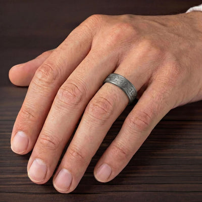 7MM Tantalum Ring with Laser Carved Coil Link Design and Flat Edge Profile