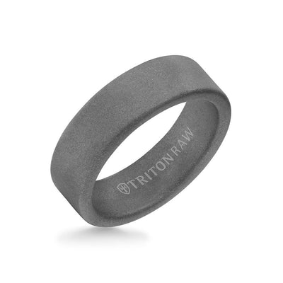 7MM Tungsten RAW Ring - Sandblasted Matte Finish and Flat Edge