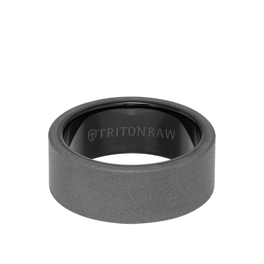 9MM Tungsten Raw Ring - Sandblasted With Inside Shine and Flat Edge