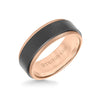 8MM Tungsten RAW+ 18K Matte Gold Ring - Sandblasted Center and Step Edge