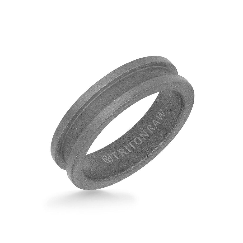 6MM Tungsten Raw Ring - Sandblasted Matte Finish and Slot Profile