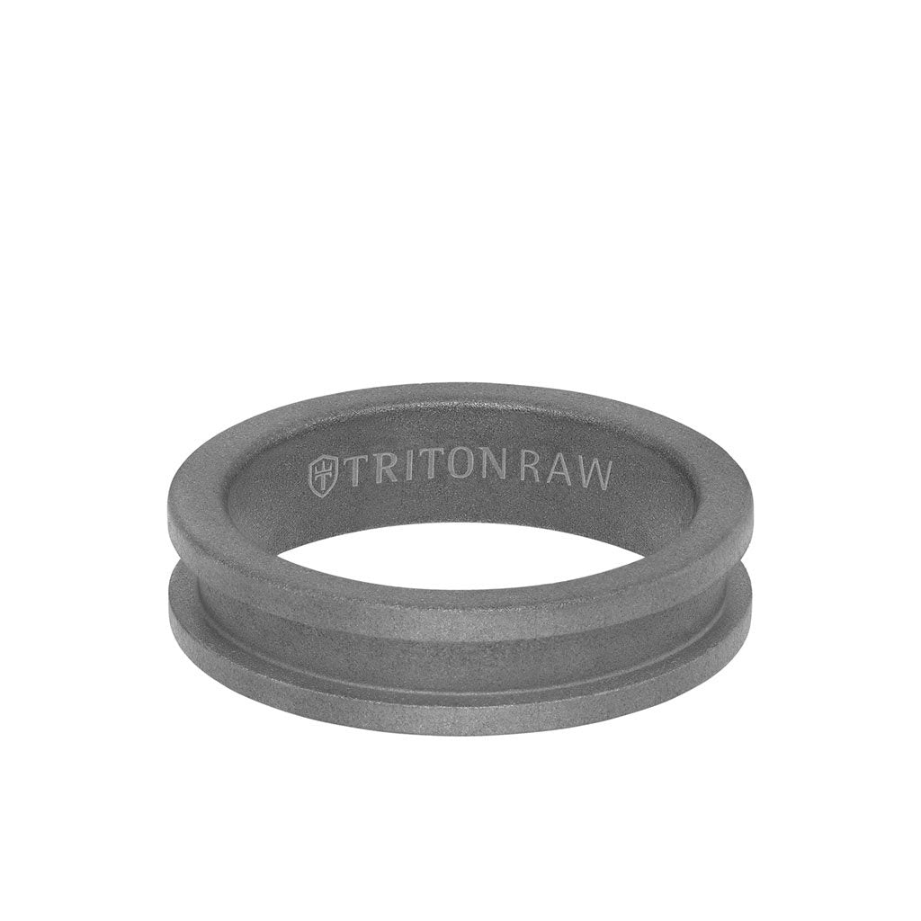 6MM Tungsten Raw Ring - Sandblasted Matte Finish and Slot Profile