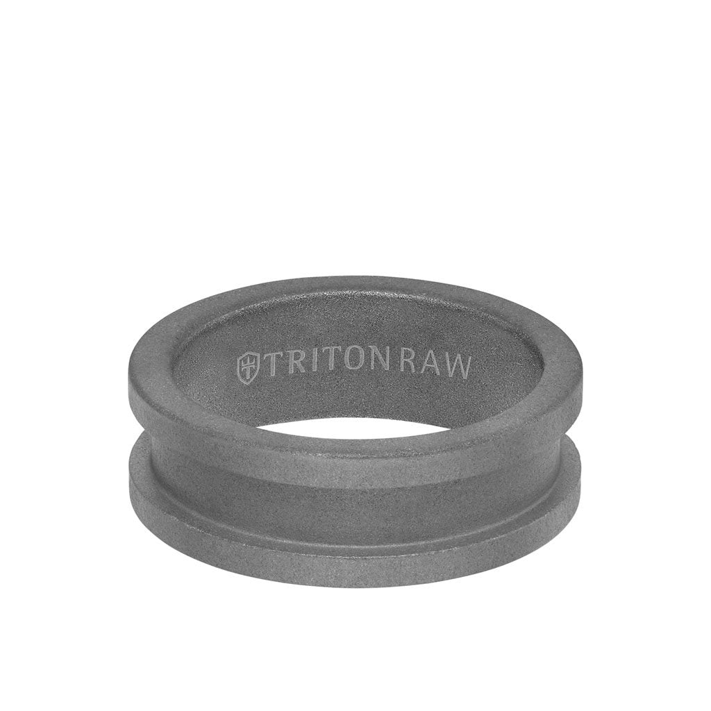 8MM Tungsten Raw Ring - Sandblasted Matte Finish and Slot Profile