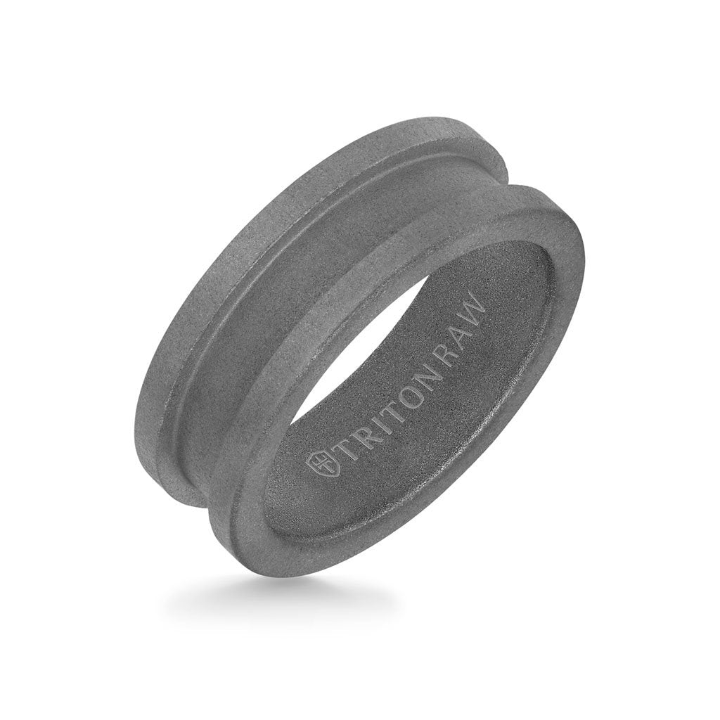 8MM Tungsten Raw Ring - Sandblasted Matte Finish and Slot Profile