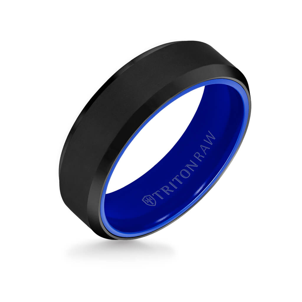 Triton Tungsten Raw Black DLC Wedding Band Ring