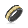 8MM Tungsten RAW + 14K Matte Yellow Gold Ring with Flat Edge