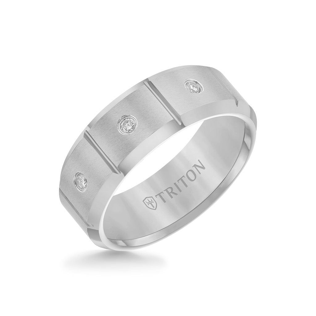 8MM Tungsten Diamond Ring Free Engraving Triton Jewelry