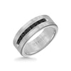 8MM Ring - Black Diamonds Silver Satin Finish and Round Edge